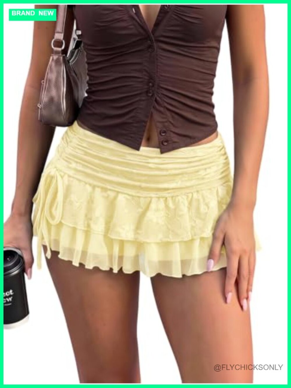 Women's Lace Mini Skirt Y2k Low Rise Ruched Layered Ruffle Skirt